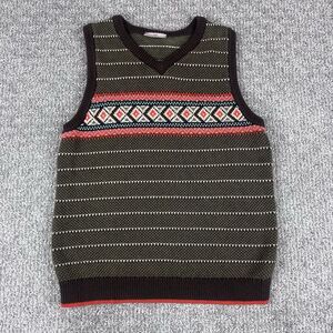 Hanna Andersson Sweater Vest Boys Eight Knit V Neck Classic Preppy Holiday Brown